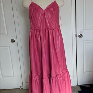 Fate Pink Faux-Leather Maxi Dress